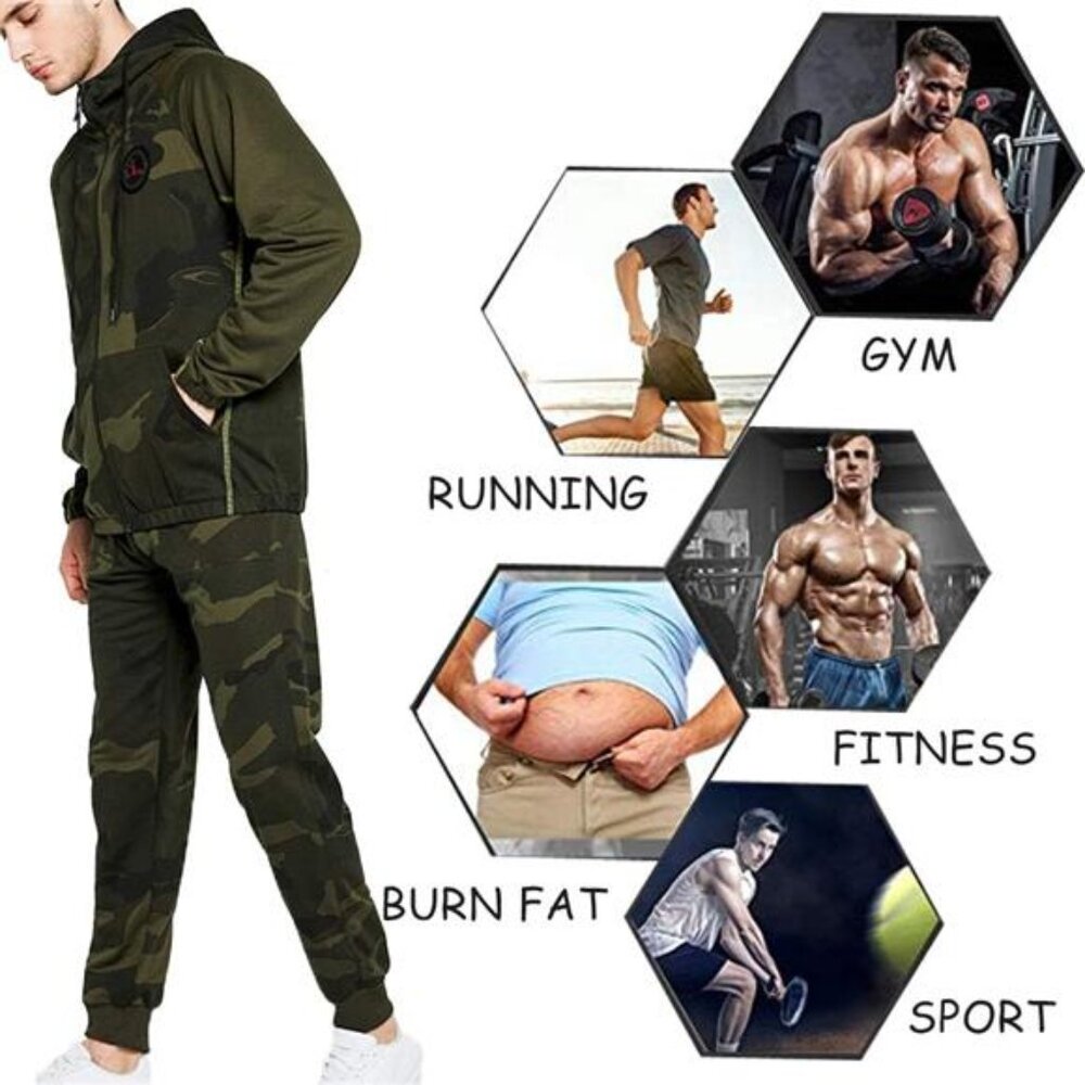 NEW Men's Hooded Athletic Tracksuit Casual Full Zip Jogging Sweat Suits - Picture 5 of 6